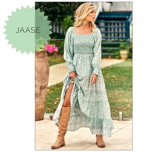 Jaase Mint Green Aquarius Boho Maxi Dress size L